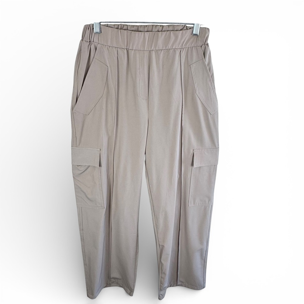 H/G‎ Happily Grey Tan Lightweught Cargo Pants Womens Medium Utility Straight Leg
